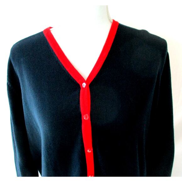 Liz Claiborne Women's Blue Long Sleeve Stretch Button Front Cardigan Sweater L. - Picture 2 of 10